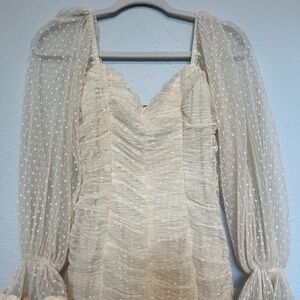 Ruched xs cream puff mini dress